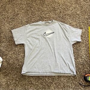 Vintage Nike T Shirt XL Mens Y2k Grey tag Center Swoosh baggy cropped hip hop